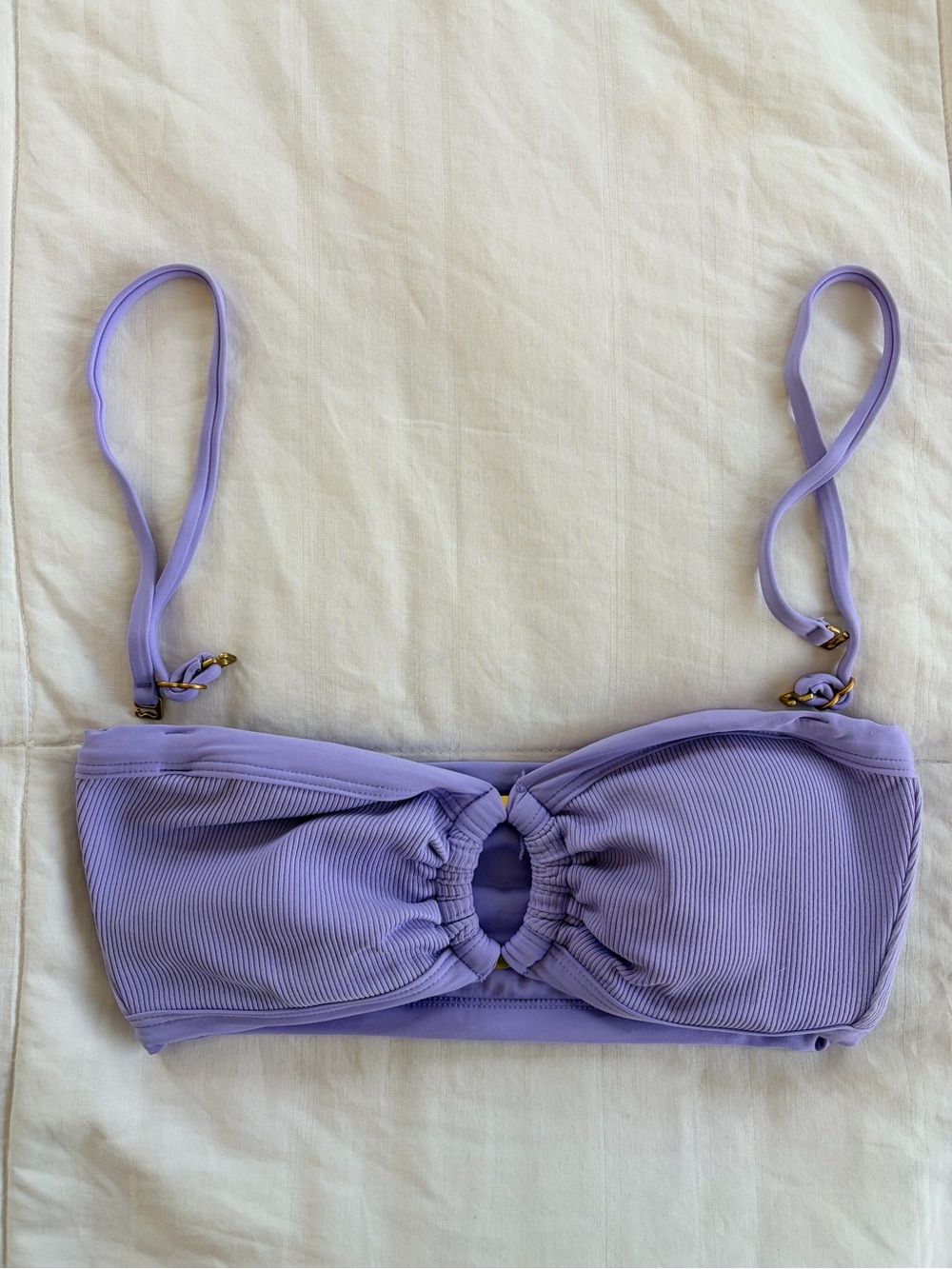 adidas Lavender Ribbed Bandeau Bikini Top with Removable Straps